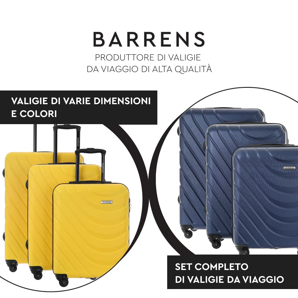 BARRENS Valigia media | Bagaglio da stiva | 67x46x26 cm | 63 L | Valigia da viaggio Cipher Lock | Ruote 4x360 | Custodia rigida | Compatibile con le compagnie aeree | Nero