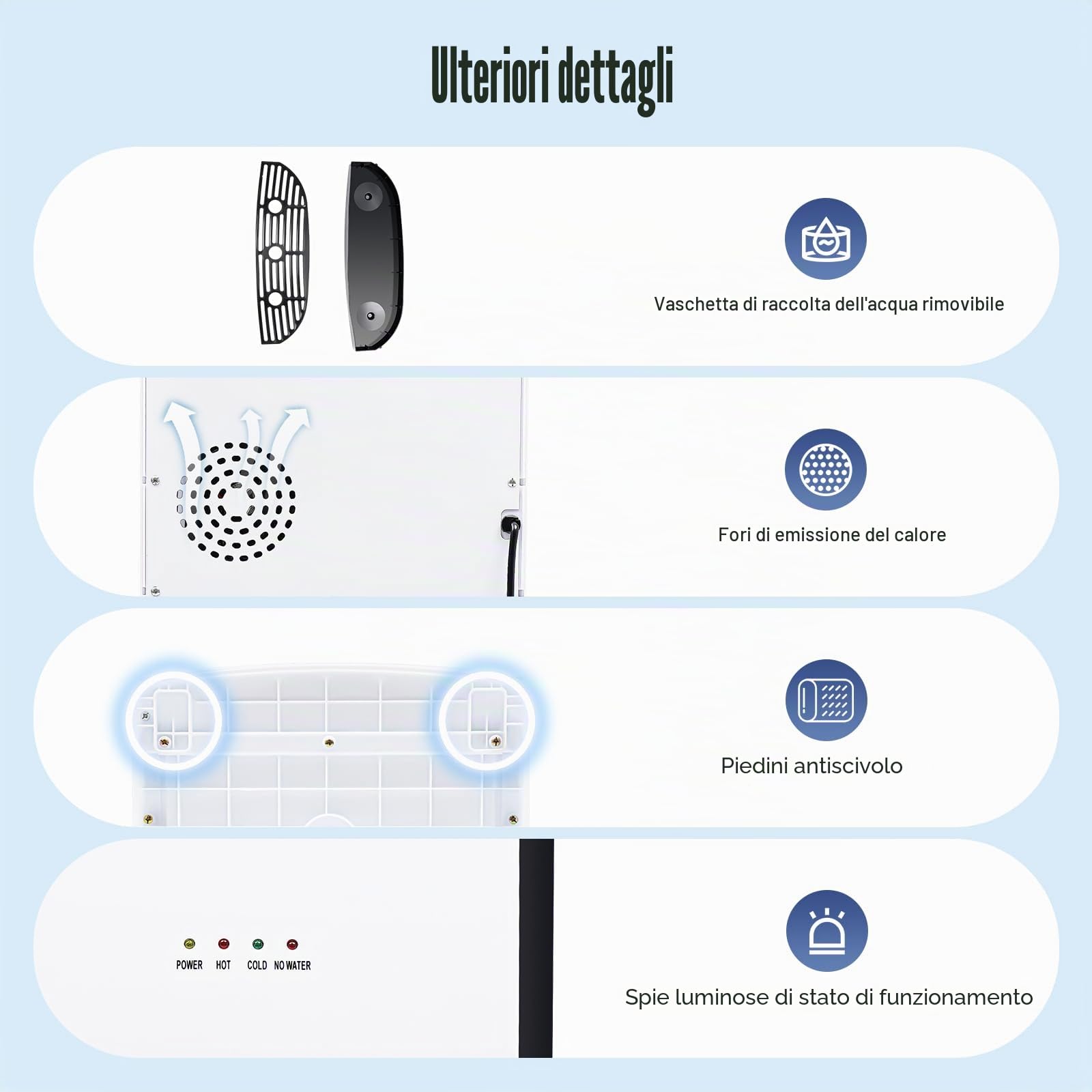 Distributore di acqua da 500 W, erogatore di acqua elettrica da terra, a freddo, doppia funzione con vano portaoggetti inferiore, distributore di acqua calda elettrico 85 ~ 95 ℃ per casa, ufficio