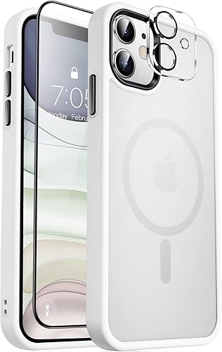 Vista 1133 de MOCCA - Funda magnética resistente para iPhone 11 de 6.1 pulgadas, compatible con MagSafe, protector de pantalla de vidrio + protector de lente
