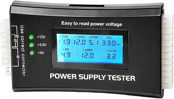 20/24 4/6/8 Pin PC Power Supply Tester, Universal PSU Tester with 1.8” LCD Display for ATX/ITX/IDE/HDD/SATA/BYI Connectors, Desktop Computer Power Check Tool for Maintenance Troubleshooting - 1