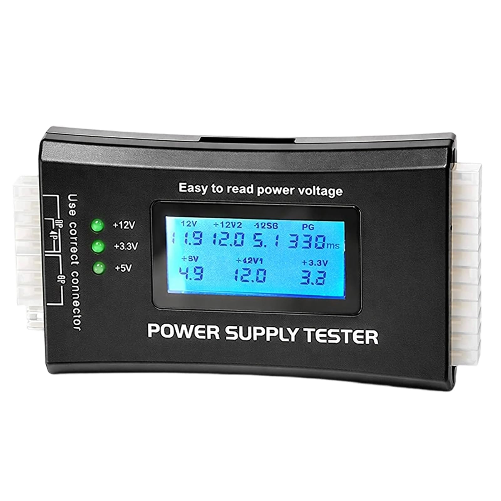 20/24 4/6/8 Pin PC Power Supply Tester, Universal PSU Tester with 1.8” LCD Display for ATX/ITX/IDE/HDD/SATA/BYI Connectors, Desktop Computer Power Check Tool for Maintenance Troubleshooting