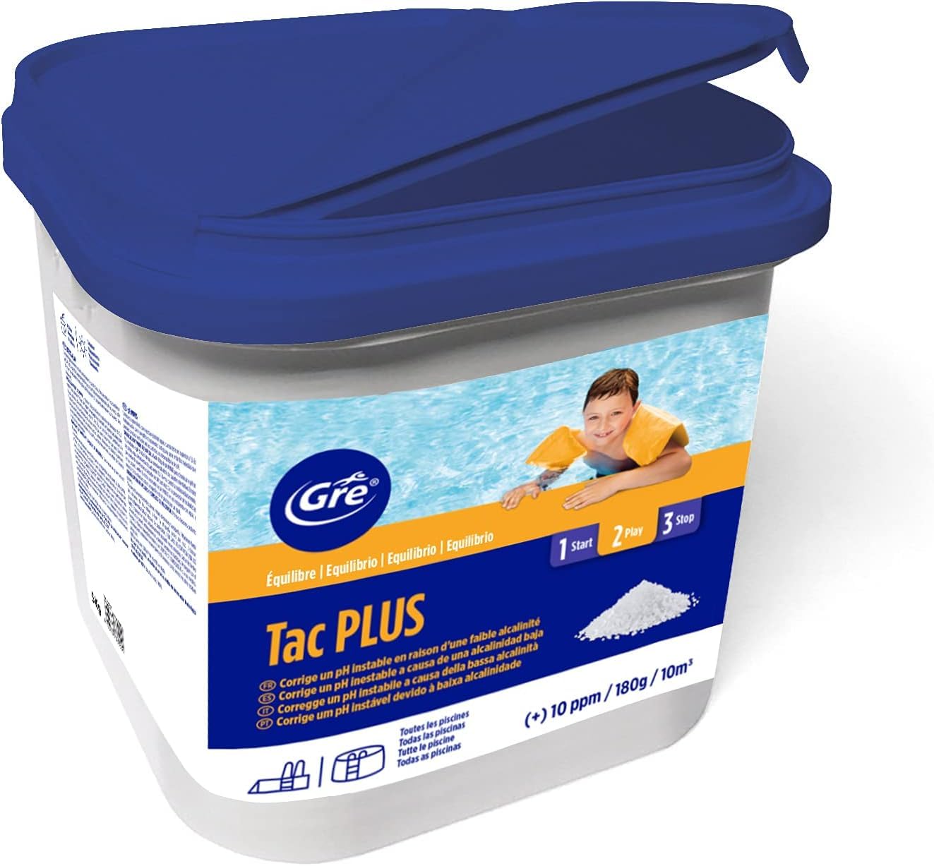 GRE 76081 - TAC plus, TAC+, Incrémentateur d’Alcalinité GRE. Équilibre l’eau et prévient la corrosion des métaux. Pour une piscine cristalline. Format granulé - 5 kg.