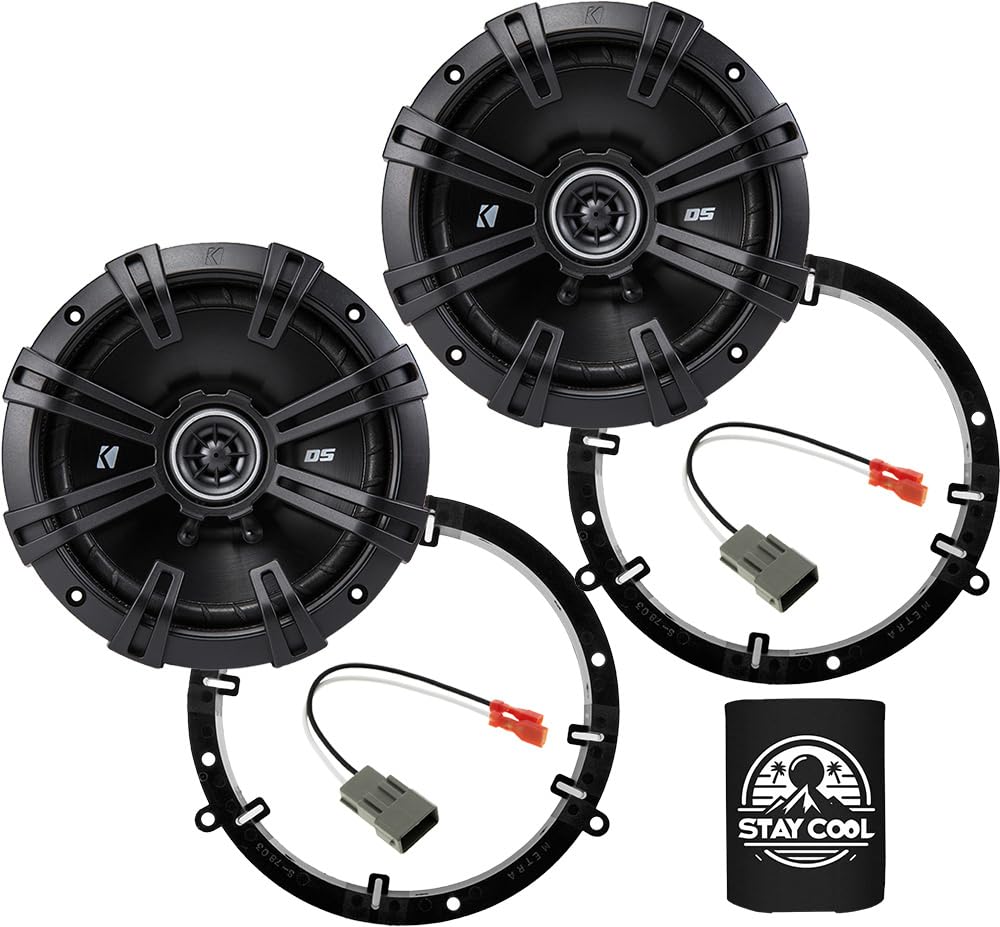 KICKER Speakers 6.5 inch for Honda Civic 2001-2005 Upgrade Kit - Pair of DS Series with Adapters and Harness, Coaxial 6 1/2 Car Audio Front Door