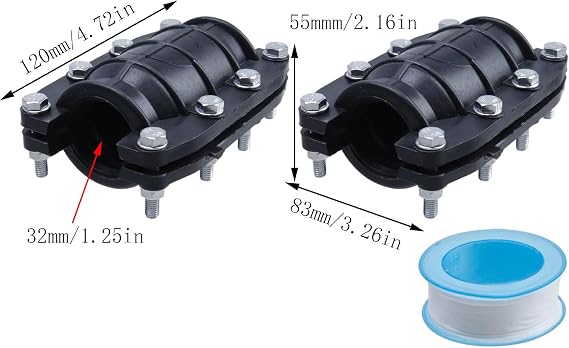 2 Pcs 1.25 Pipe Repair Clamp Leak Sealer,Emergency Pipe Repair Kit