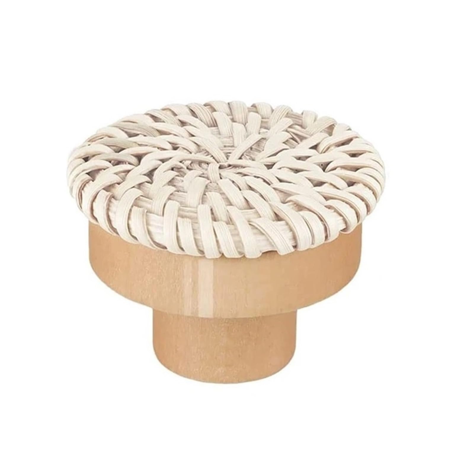 LSNNMU 10pcs Rattan Wooden Handles Round Handmade Cabinets Drawer Pulls Wood Kitchen Cupboard Wardrobe Door Dresser Knobs for Home