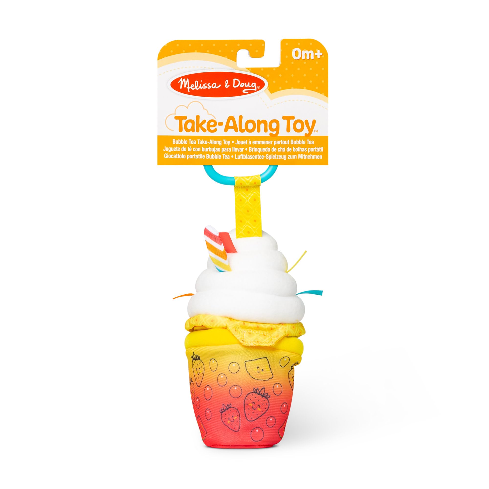 Melissa & Doug Multi-Sensory Bubble Tea Take Along Clip -On Sensoryczna zabawka dla niemowląt i małych dzieci | 0+ | Prezent dla chłopców lub dziewczynek