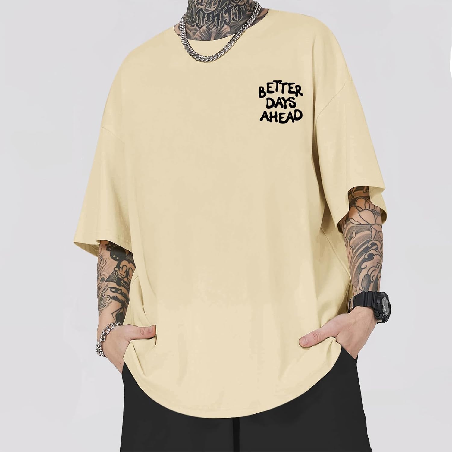 Mens Funny Graphic T-Shirts Oversized Inspirational Positive Saying Shirt Vintage Printed Tees Casual Streetwear Tops - Image 2