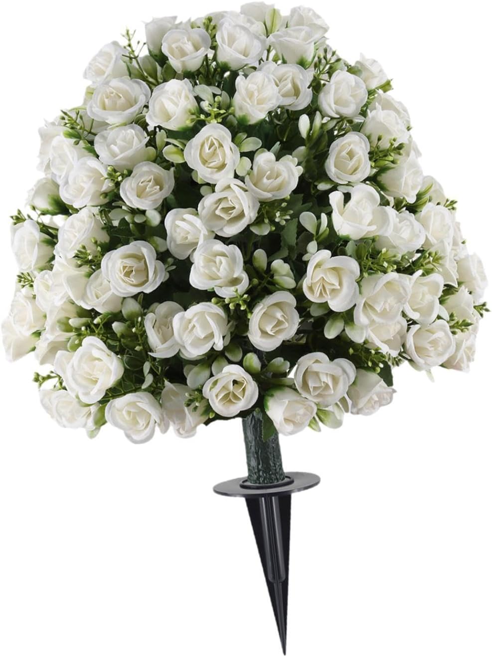 Artificial Rose Topiary Ball Bush, Artificial Flower Shrubs, Round Fake Topiary Plants for Indoor Yard Patio Valentine's Day, White