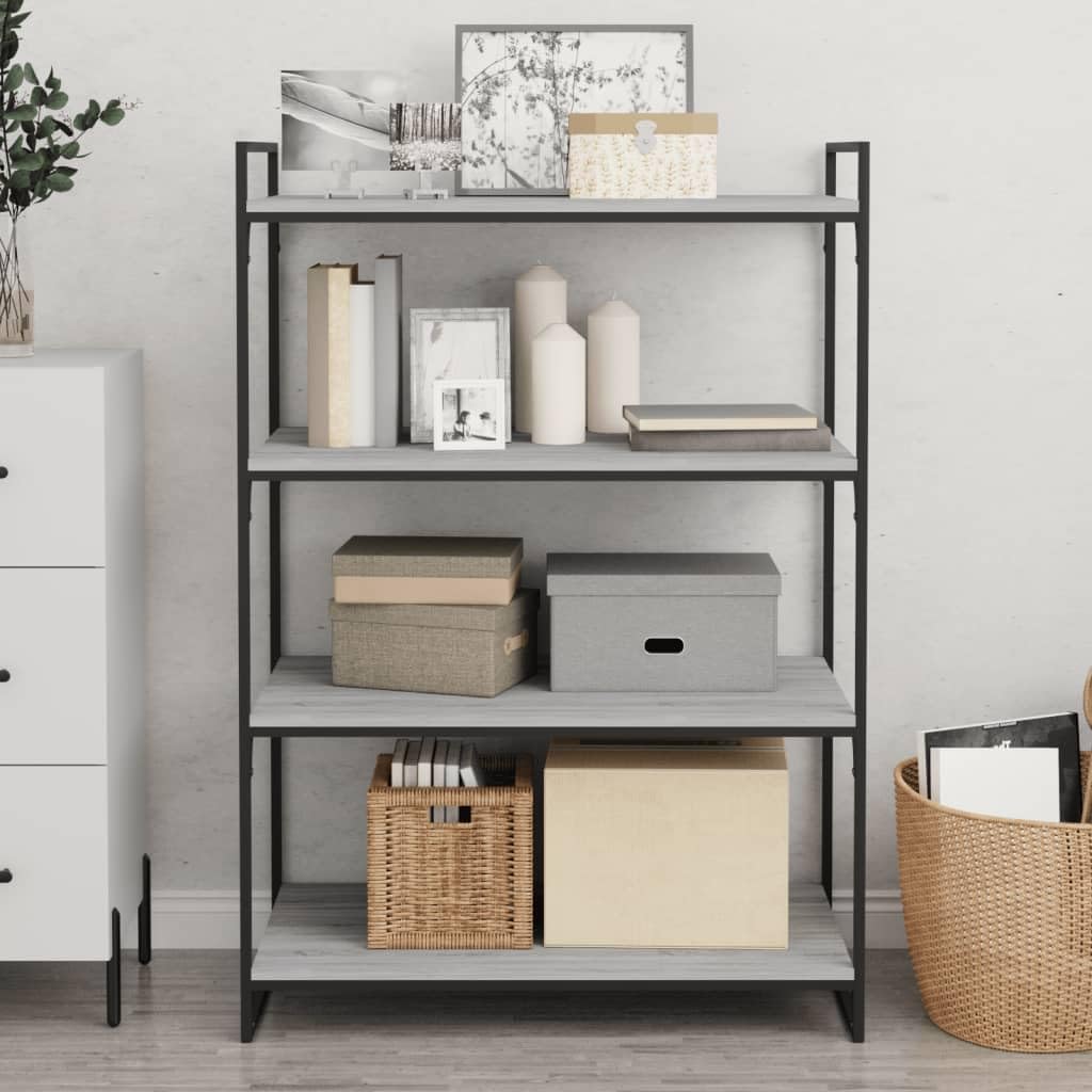Wandregale 4 STK Grau Sonoma 80x40x1,5 cm Holzwerkstoff, Robustes Regalsystem für Wohnzimmer Büro Keller, multifunktionales Steckregal zur Aufbewahrung und Ordnung