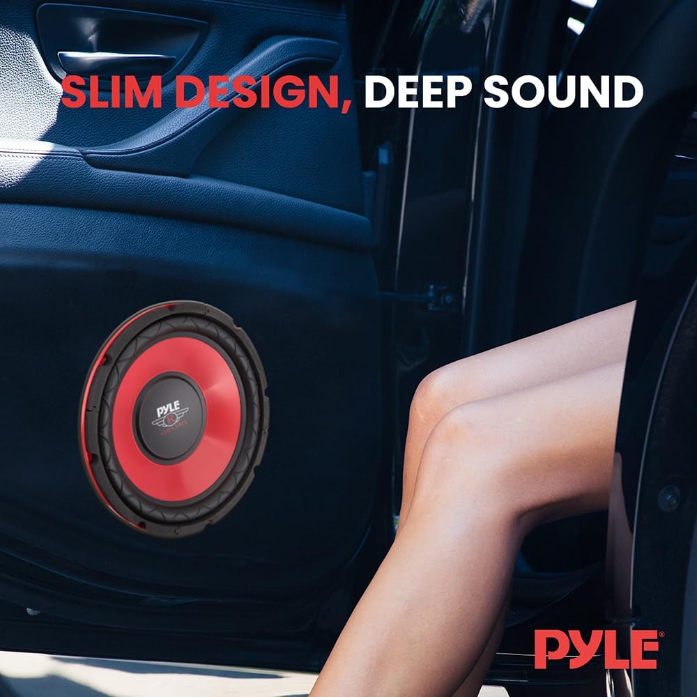 Pyle Car Vehicle Subwoofer Audio Speaker - 10 Inch Red Electro-Plated Cone, Red Plastic Basket, 1.5” Kapton Voice Coil, 4 Ohm Impedance, 600 Watt Power, for Vehicle Stereo Sound System - Pyle PLW10RD