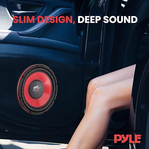 Miniatura 7 de Pyle Altavoz de audio para subwoofer de vehículo de automóvil, cono galvanizado rojo de 10 pulgadas, cesta de plástico roja, bobina de voz Kapton de
