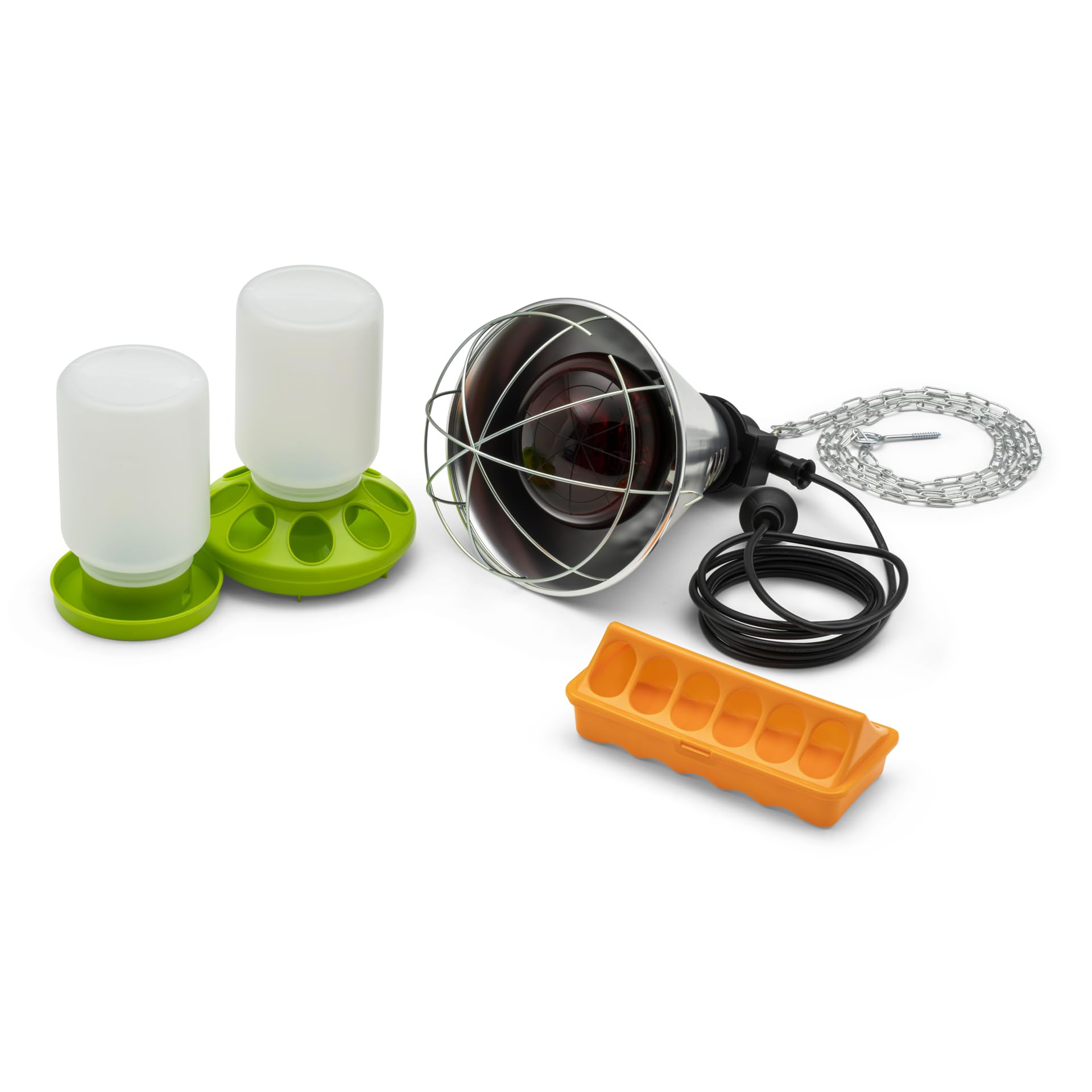 Agrarzone Starter kit allevamento Pulcini: mangimiera, Abbevveratoio e lampada riscaldante - Kit completo per iniziare, Robusto e facile da pulire - Ideale per Pulcini, Galline e volatili