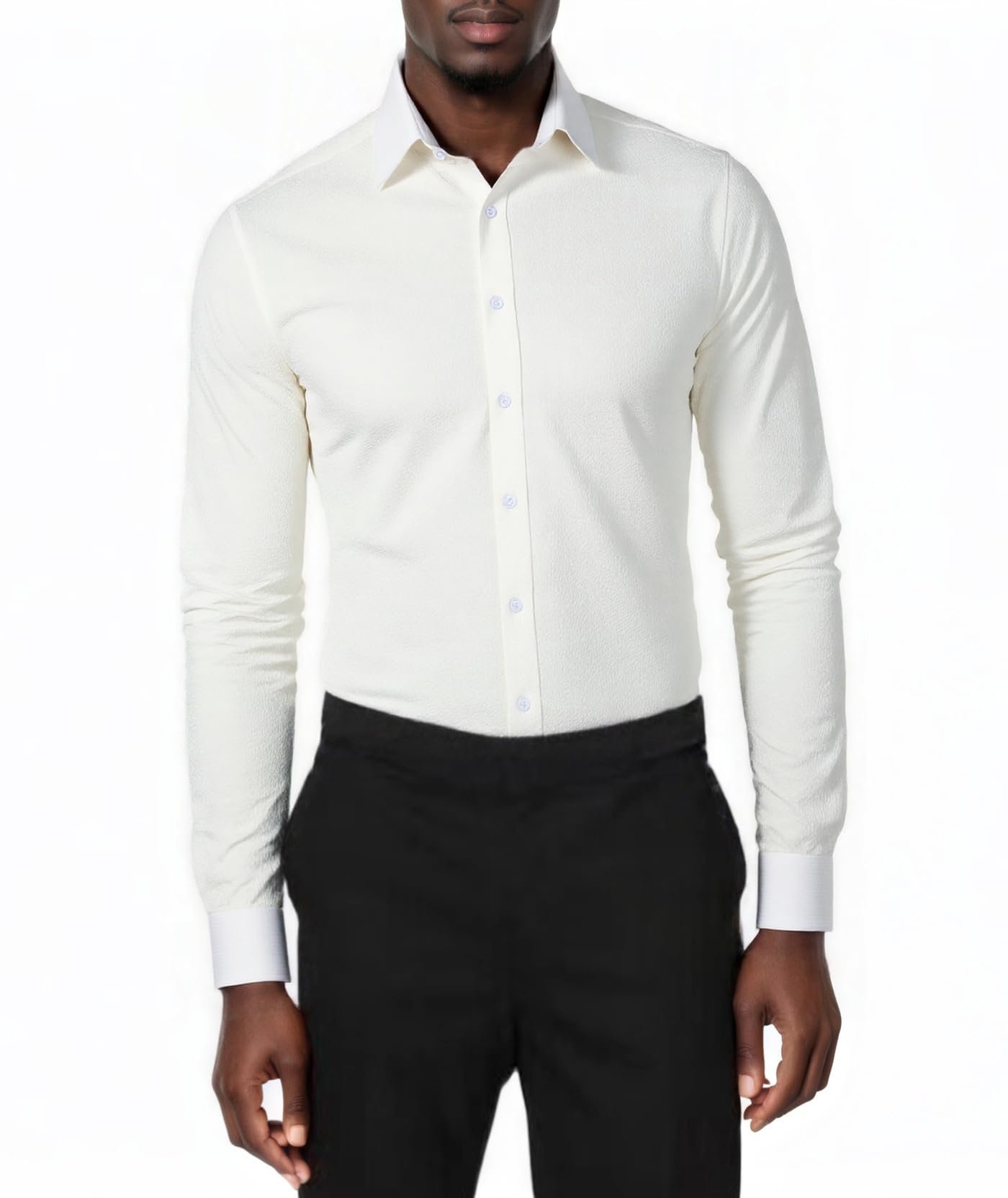 Beninos Mens Wrinkle Free Dress Shirts Slim Fit Long Sleeve Casual Button Down Shirt