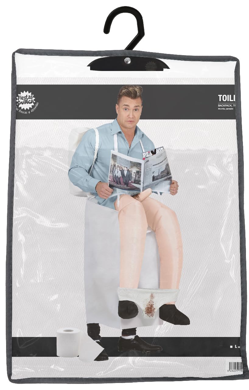 FIESTAS GUIRCA | Disfraz de Inodoro para Adulto (52-54/L) - Mochila y Pantalón - Disfraces Divertidos para Despedidas de Soltero, Fiestas de Disfraces y Celebraciones - Ideal para Hombres