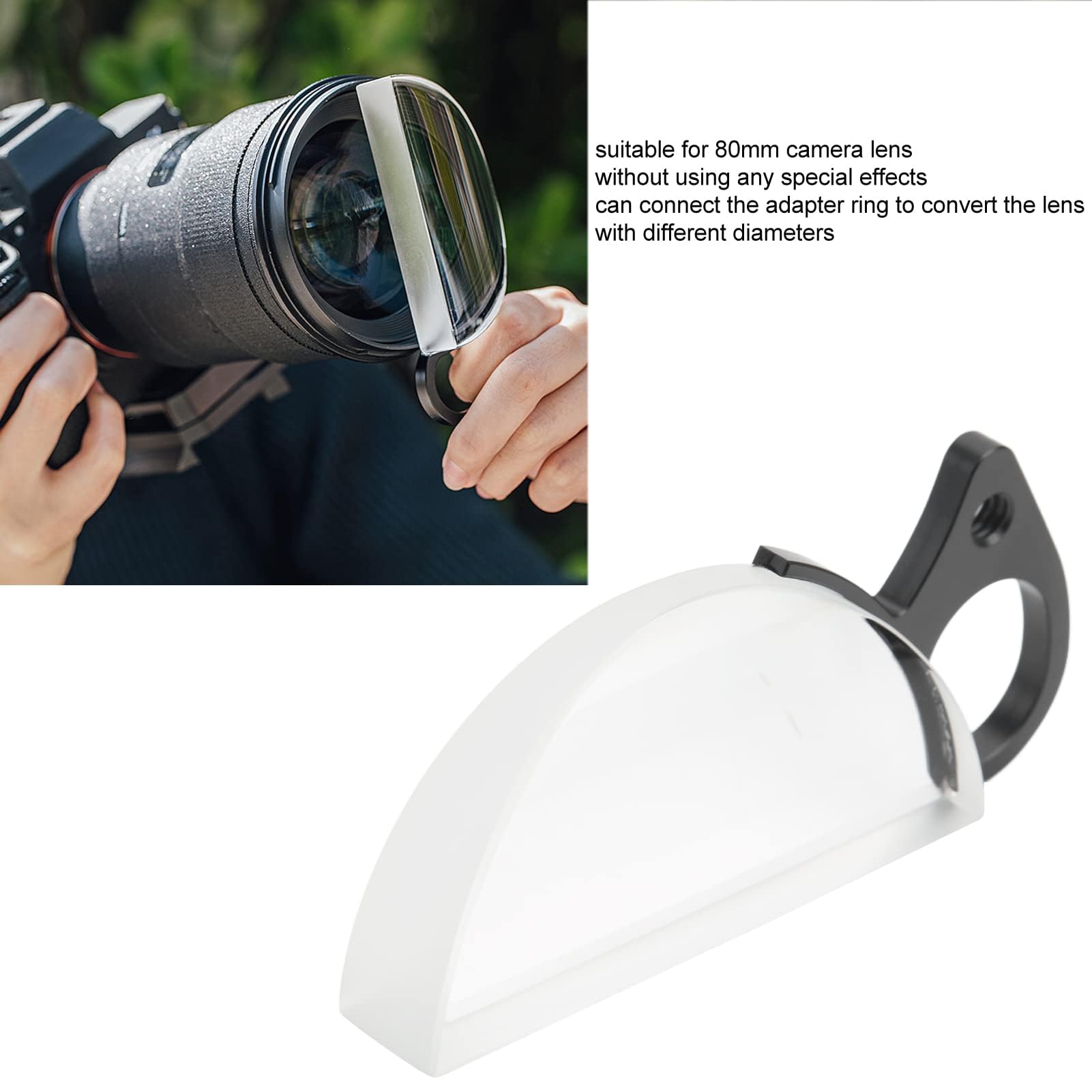 Dpofirs Filtro a Caleidoscopio Palmare da 80 Mm, Lente Prismatica in Vetro Semicircolare con Prisma per Fotocamera per Fotografia, Accessori per Fotocamere Fotografiche con Prisma in Vetro Ottico