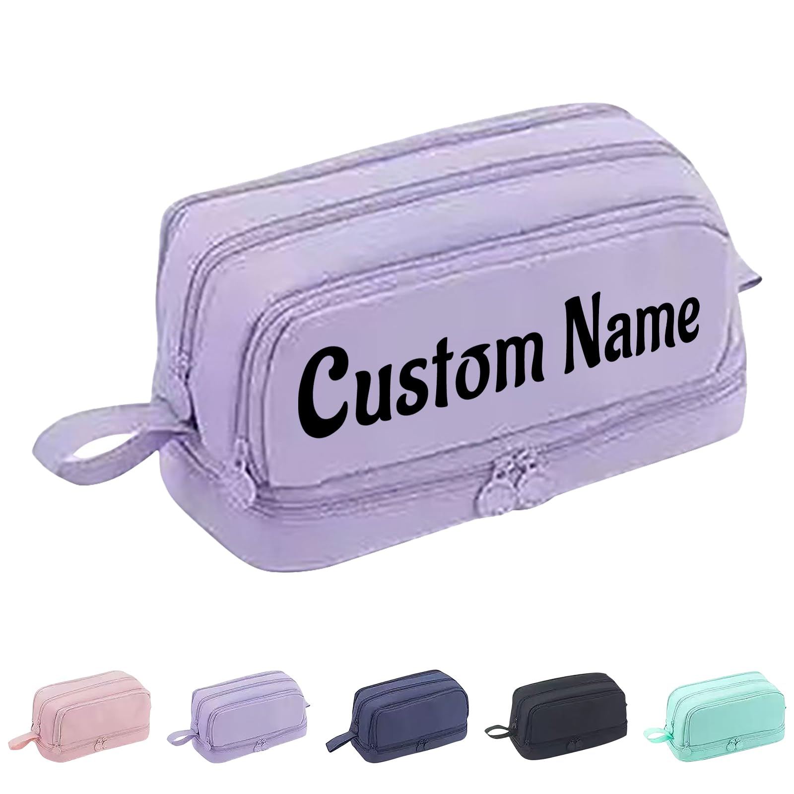 Large Capacity Pencil Case Personalised Special Pencil Case with Text and 4 Compartments Multifunctional Stationery Organizer Unisex for School College Office ，Purple