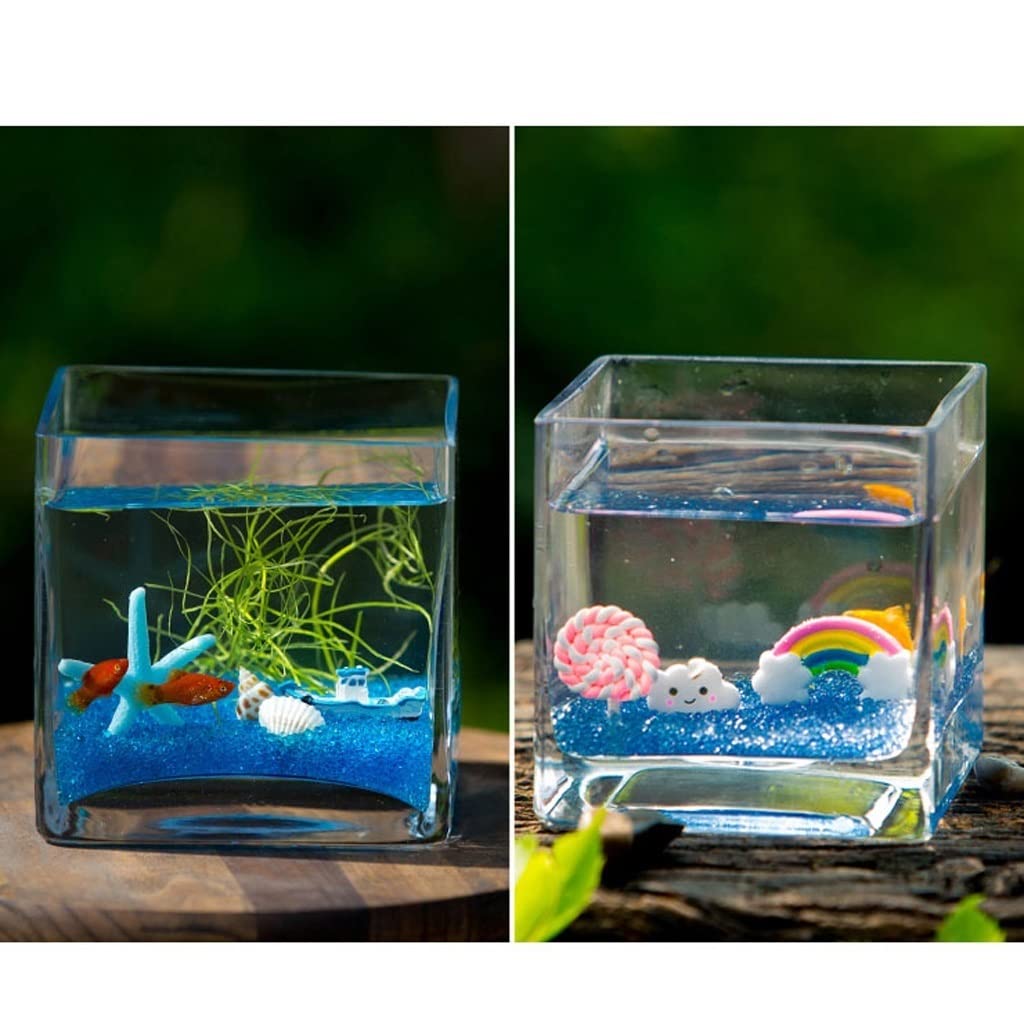 Pecera de Cristal Cuadrada Creativa con Personalidad para Peces, Acuario, Sala DVA con Personalidad para Peces, Acuario, Sala de Estar, Escritorio, decoración para Acuario, pecera Genial (M)