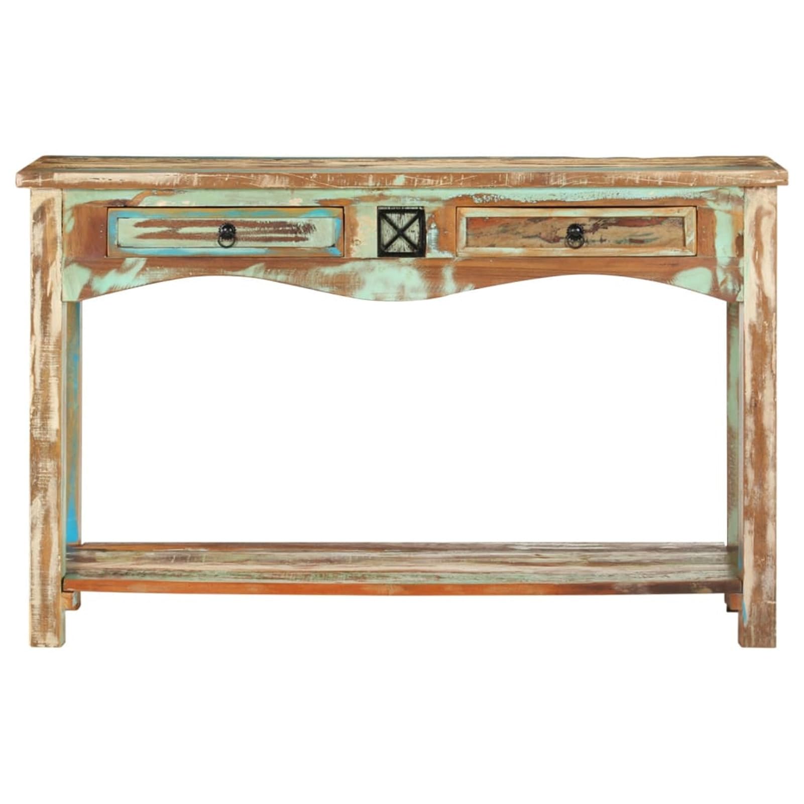 Homgoday Mesa Consola Madera Maciza reciclada 120x40x75 cm Mesas auxiliares de salón,Mesa Consola Recibidor Mueble de Entrada Estrecha Clásica