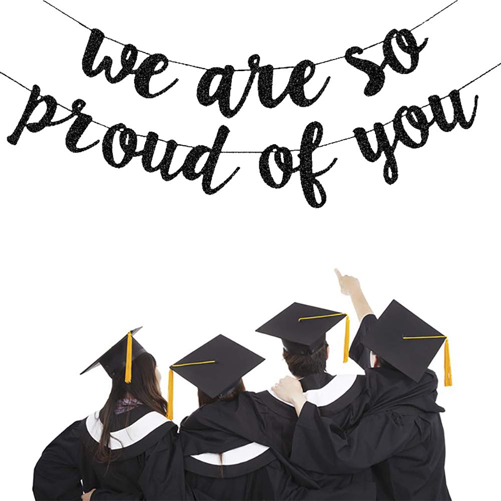 Class Of 2024 Graduation Banner - 'We Are So Proud Of You' Glitter Party Decor For High School Or College Grad, Purple & Black - View #13