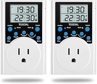 Digital Infinite Repeat Cycle Timer Plug with Countdown and 24 Hour Daily on-Off Programs for Electrical Outlets, Lights, Hydroponic Pumps (120V, 15A) [2 Pack]