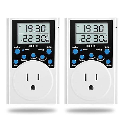 Digital Infinite Repeat Cycle Timer Plug with Countdown and 24 Hour Daily onOff Programs for