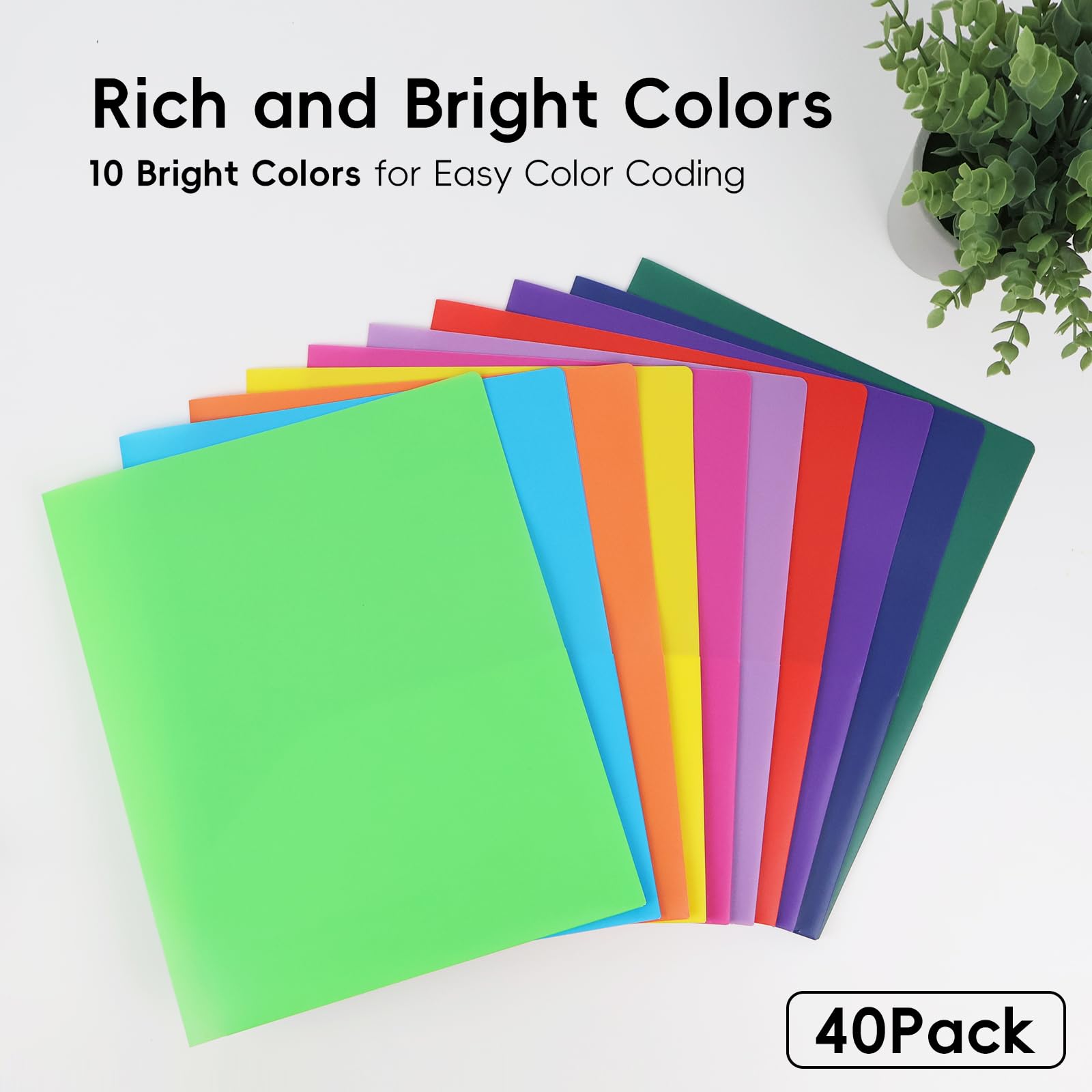 Lot de 40 chemises en plastique avec poches, format lettre, 10