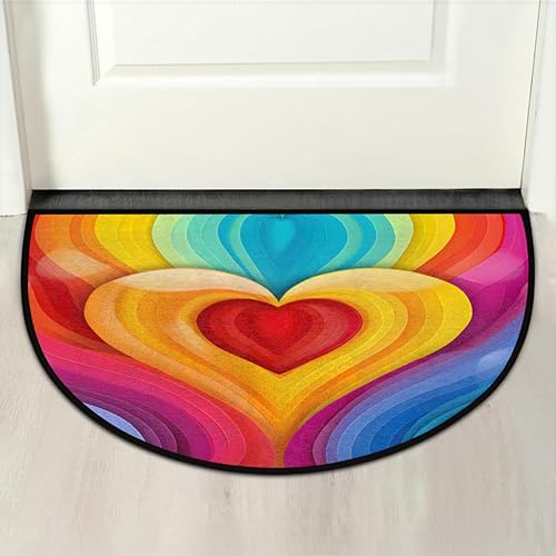 Miniatura 7 de Tapete semicírculo medio redondo, tapete de medio círculo para puerta de entrada familiar, tapete de baño de media luna, lavable para baño,