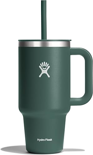 Miniatura 5 de Hydro Flask Vaso de viaje de 40 onzas con asa, tapa y pajita, acero inoxidable aislado en 40 onzas, arena Abeto,Ponche