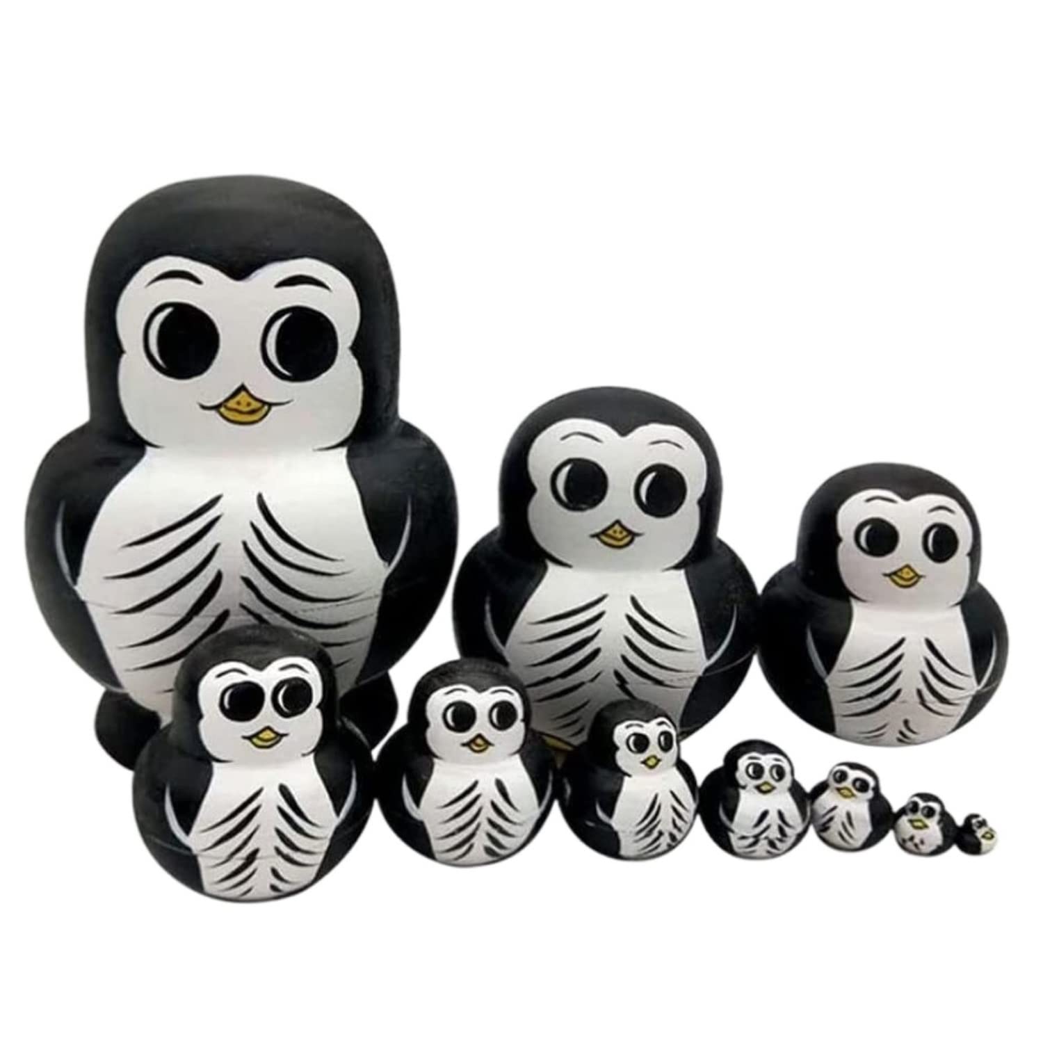 Matrioszki Matrioszka Lalka Rosyjska Zestaw 10 Sztuk Pingwina Drewniane Ręcznie Gniazdujące Lalki, Matryoshka Rosyjska Lalka Na Prezent Dekoracja Wnętrz Rosyjskich Lalek Rosyjskie Lalki