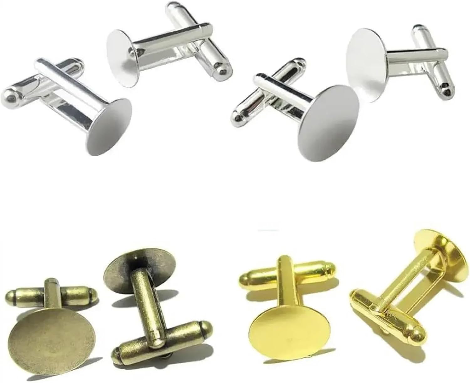Blank Cufflinks 50Pcs Round Pad Tray Brass Cufflink Blanks Base Cabochon Jewelry Clothes Accessories