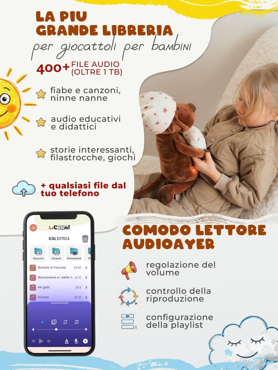 LeCoon Cane di peluche – 500+ storie, canzoni e ninne nanne