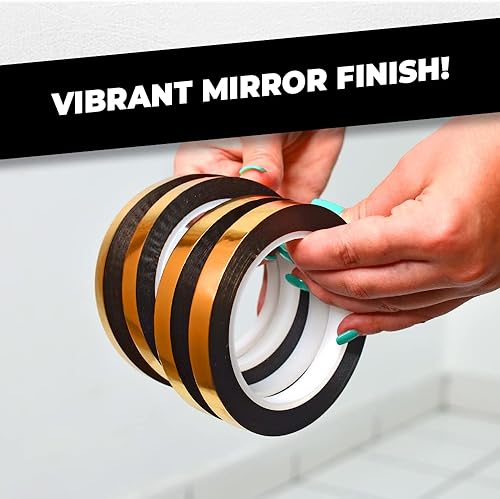 Miniatura 6 de WOD MPFT2 Cinta de película de poliéster metalizada Mylar dorada con adhesivo acrílico, 3.8 cm x 65.8 m. Cinta dorada vibrante de espejo, cinta
