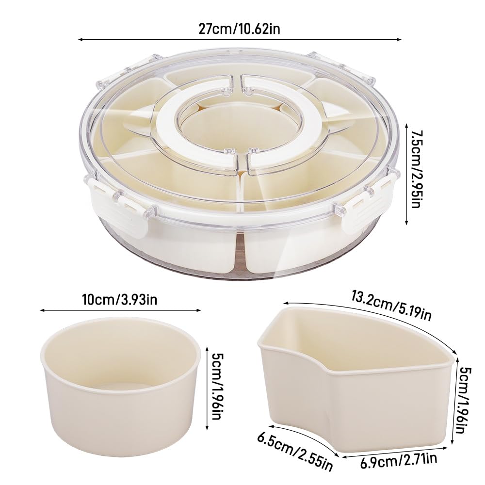 Contenitore per snack con scomparti, 28 cm, con coperchio, per spinner e snack, con scomparti, con coperchio, adatto per conservare caramelle, biscotti, frutta