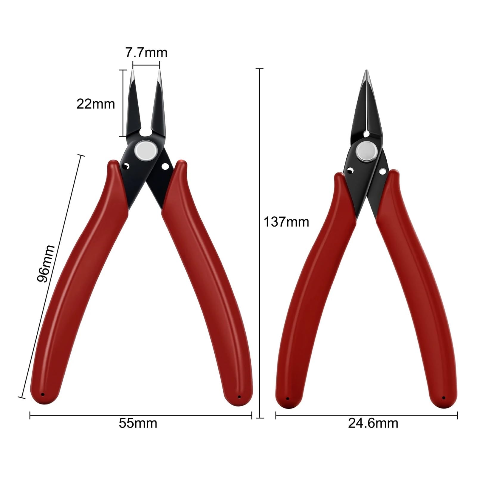 1/2/5 alicates de precisión de mandíbula plana y lisa con punta de 1 mm | Mordazas planas lisas, acero de alta dureza.(2pcs)
