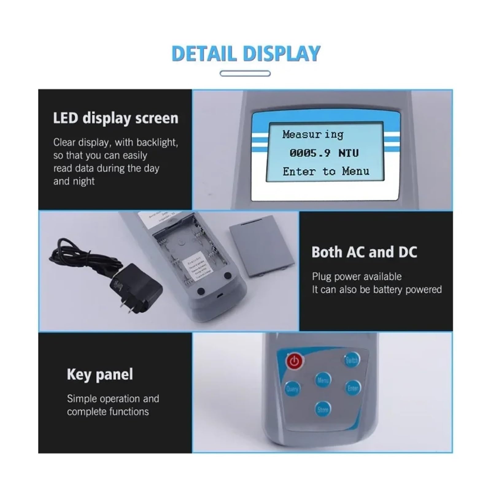 Misuratore di torbidità, Applicabile al microcomputer ZD-2A Turbidimetro Display digitale Test della qualità acqua Metodo colorimetrico for piscine per analisi dell'acqua