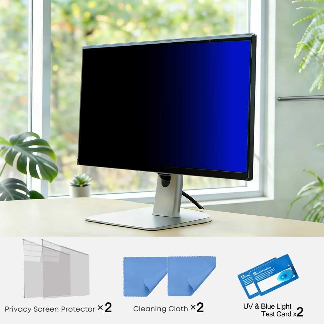 2-Pack Hanging Privacy Screen Protector for 26-27" Monitors, Removable & No Installation Required, ±28° Privacy Filter, Effectively Blocks High-Energy 460nm Blue Light – Dual Protection for Information Security & Eye Health(27"-16:9 (24.12"×14.02"))