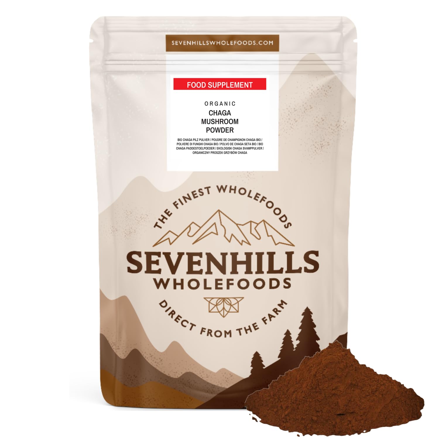 Sevenhills Wholefoods Organic Chaga Mushroom Powder 200g