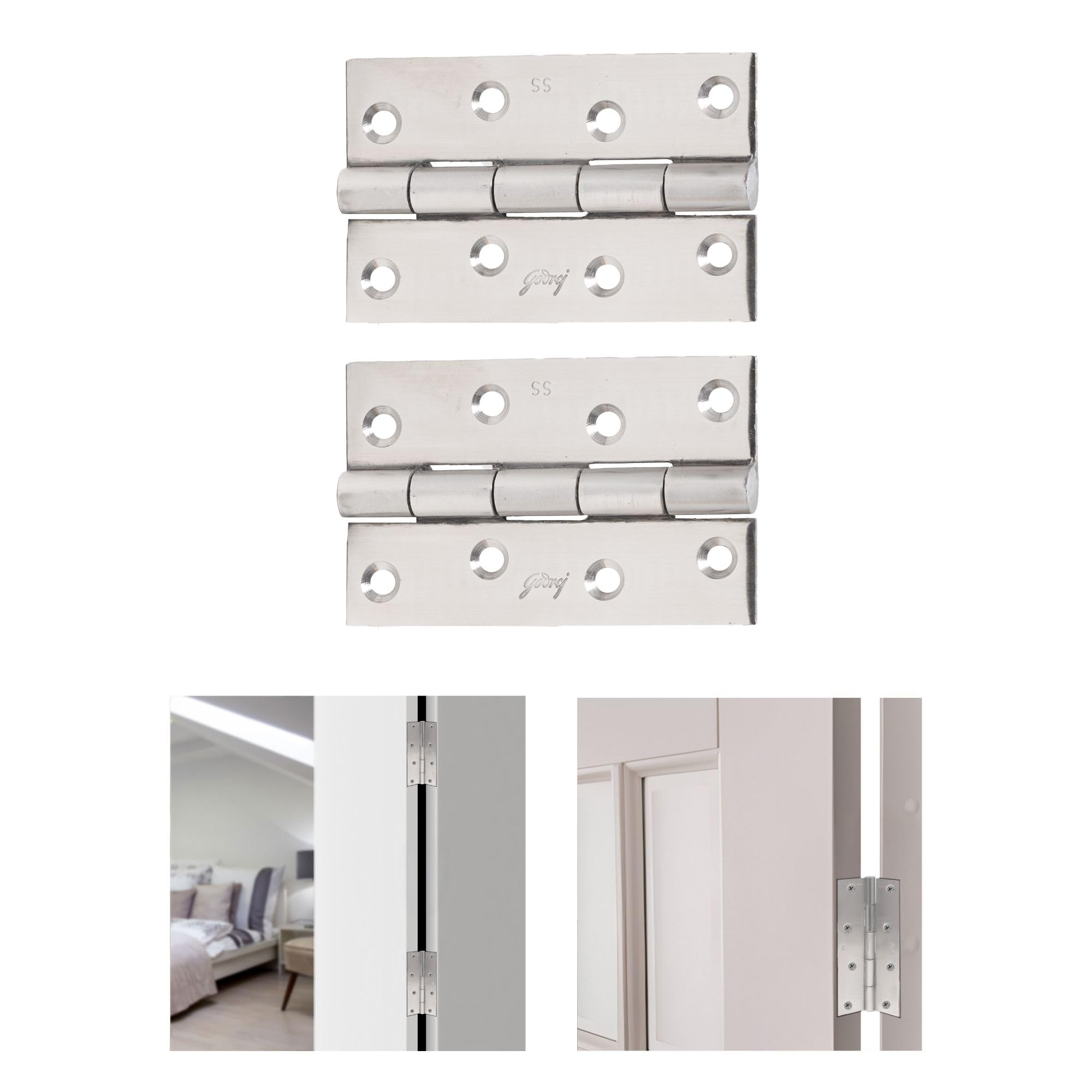 Godrej Door Fittings I Door Butt Hinge 4 Inch x 12-Plain Joint | Matte Satin Finish I Pack of 1 I Heavy Duty SS Kabza-10 Gauge Door Hardware| Premium Door Hinges for Wooden Doors | 1 Yr Warranty-image-39