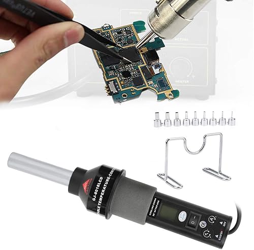 Miniatura 4 de Pistola de aire caliente, 9 herramientas de pistola de calor eléctrica Tuyere con pantalla digital LCD para desoldar la mayoría de las piezas de