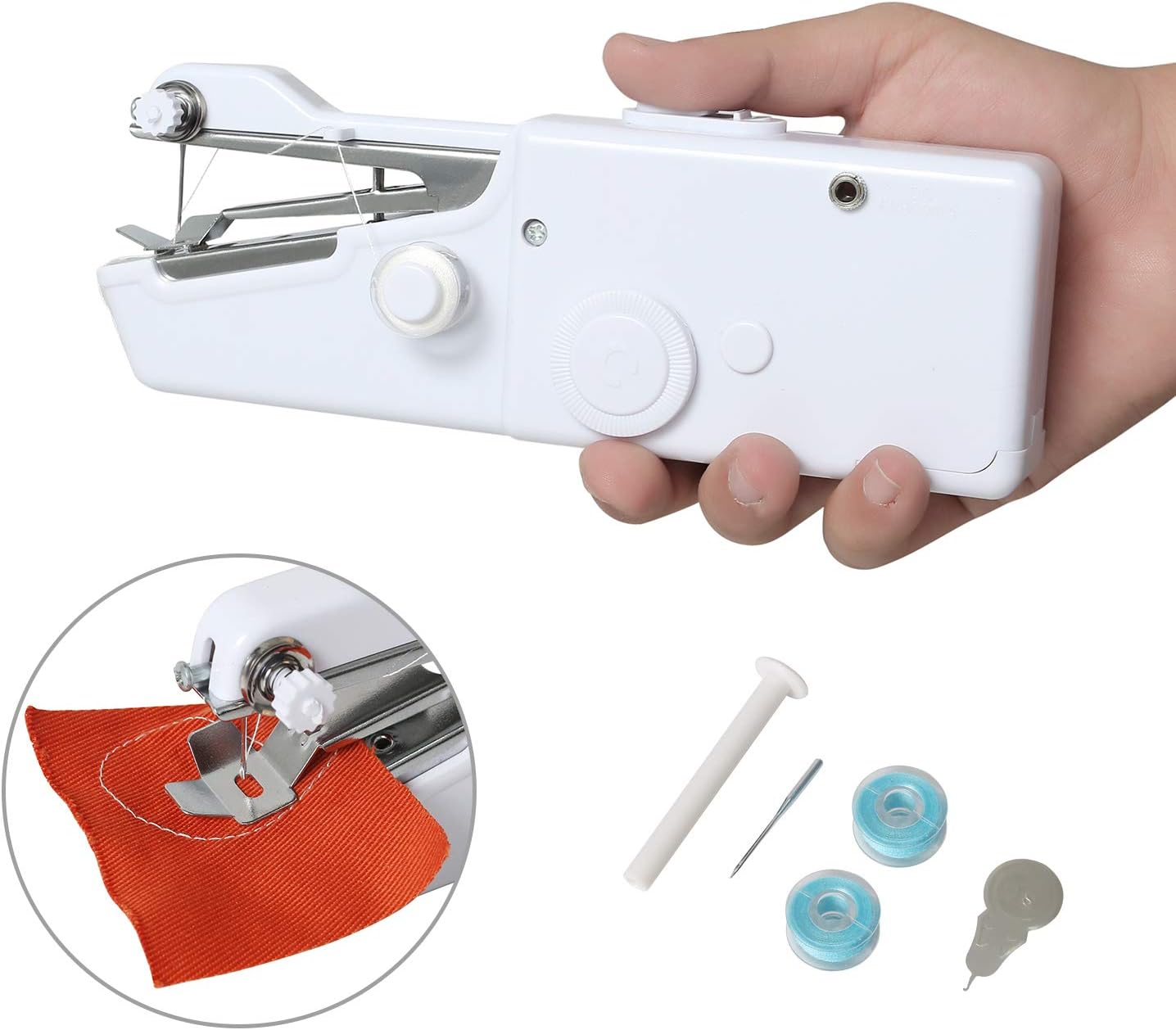 MEYUEWAL Portable Sewing Machine, Mini Handheld Sewing Machine Professional Manual Sewing Tool Quick Stitch Tool for Fabric