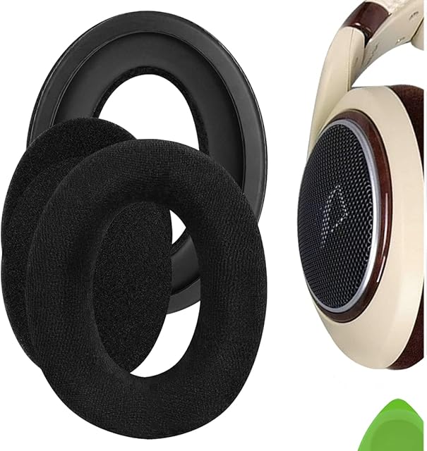 Geekria Comfort Velour Replacement Ear Pads for Sennheiser HD515, HD518, HD555, HD595, HD560s Headphones Ear Cushions, Headset Earpads, Ear Cups Repair Parts (Black)