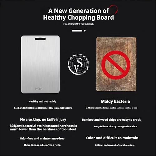 Miniatura 5 de Tabla de cortar de titanio, tabla de cortar de acero inoxidable para cocina de cocina, tabla de cortar de doble cara de gran tamaño, tabla de