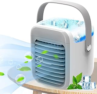 TOMVAES Small portable Air Conditioner, Rechargeable Evaporative Air Conditioner Fan with 3 Speeds 3 Colors,Cool down quic...
