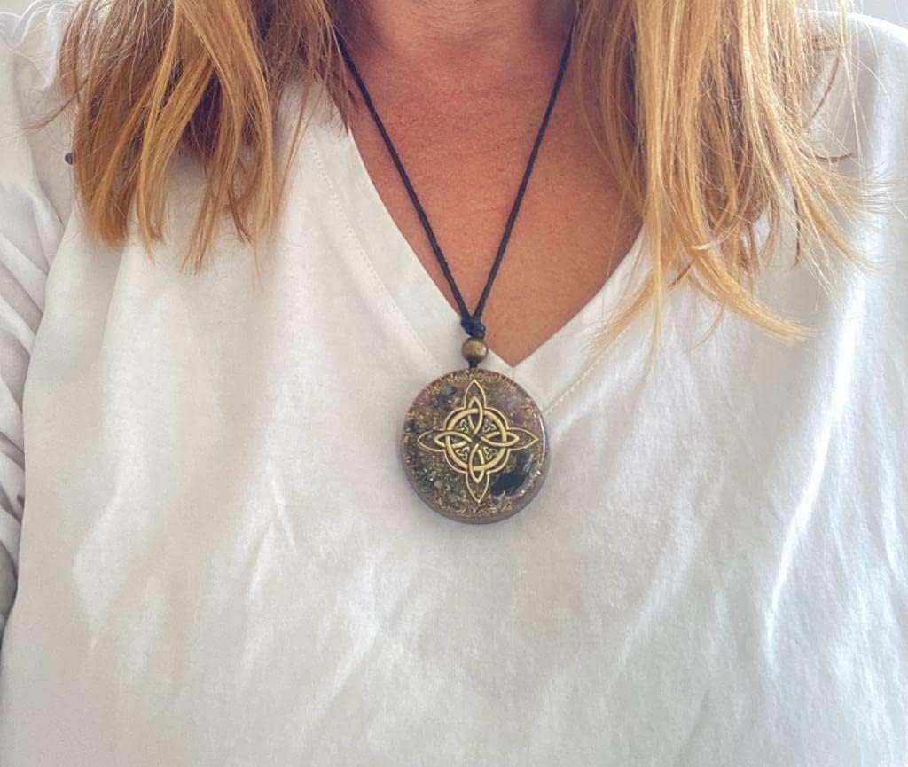 Orgone Celtic Wicca Knot Necklace, Viking Trinity Irish Triqueta Jewelry, Orgonite Pendant Black Tourmaline Crystals Stone Healing, Amulet Women Arte Orgones - Image 6