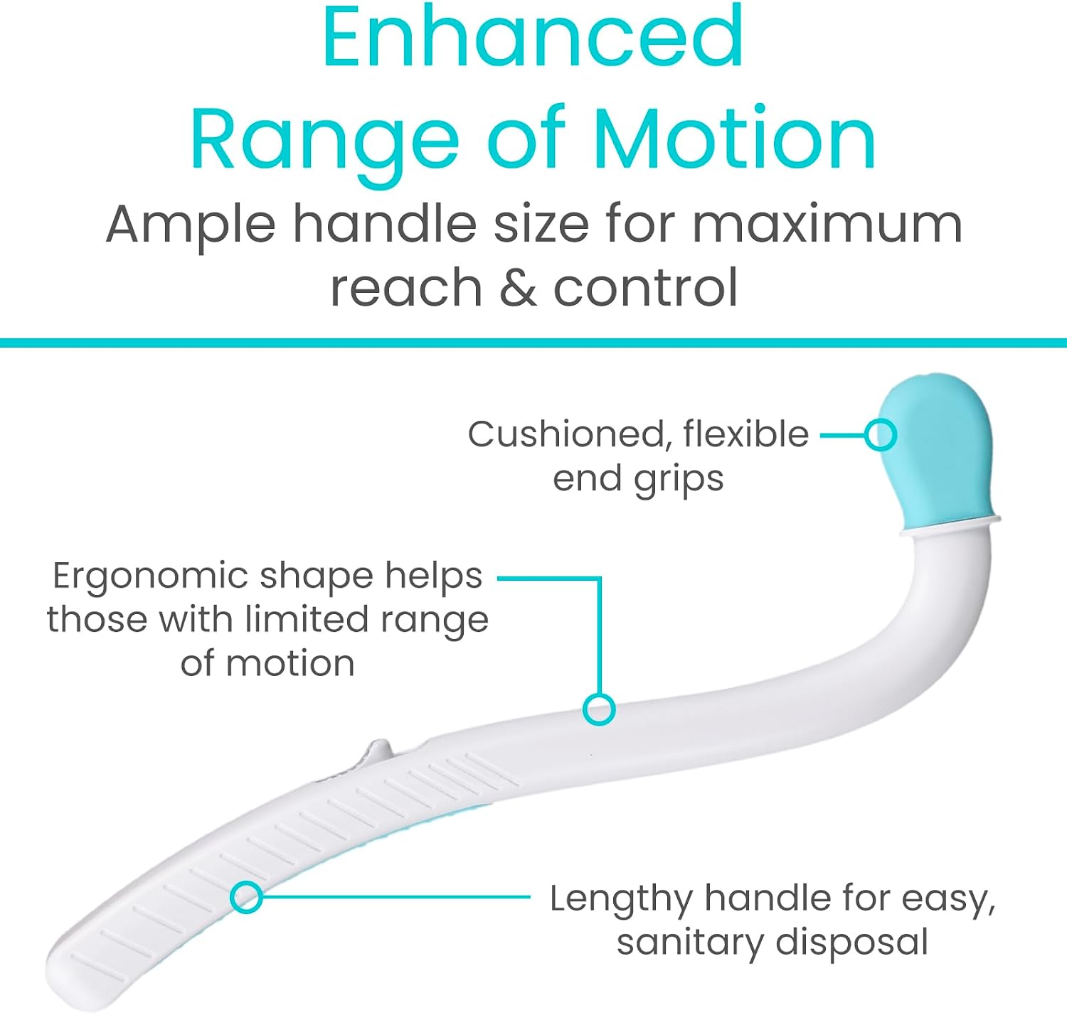 Vive Wiping Wand Toilet Aid - Bum Wipe Assist Tool for Toileting - 15" Long