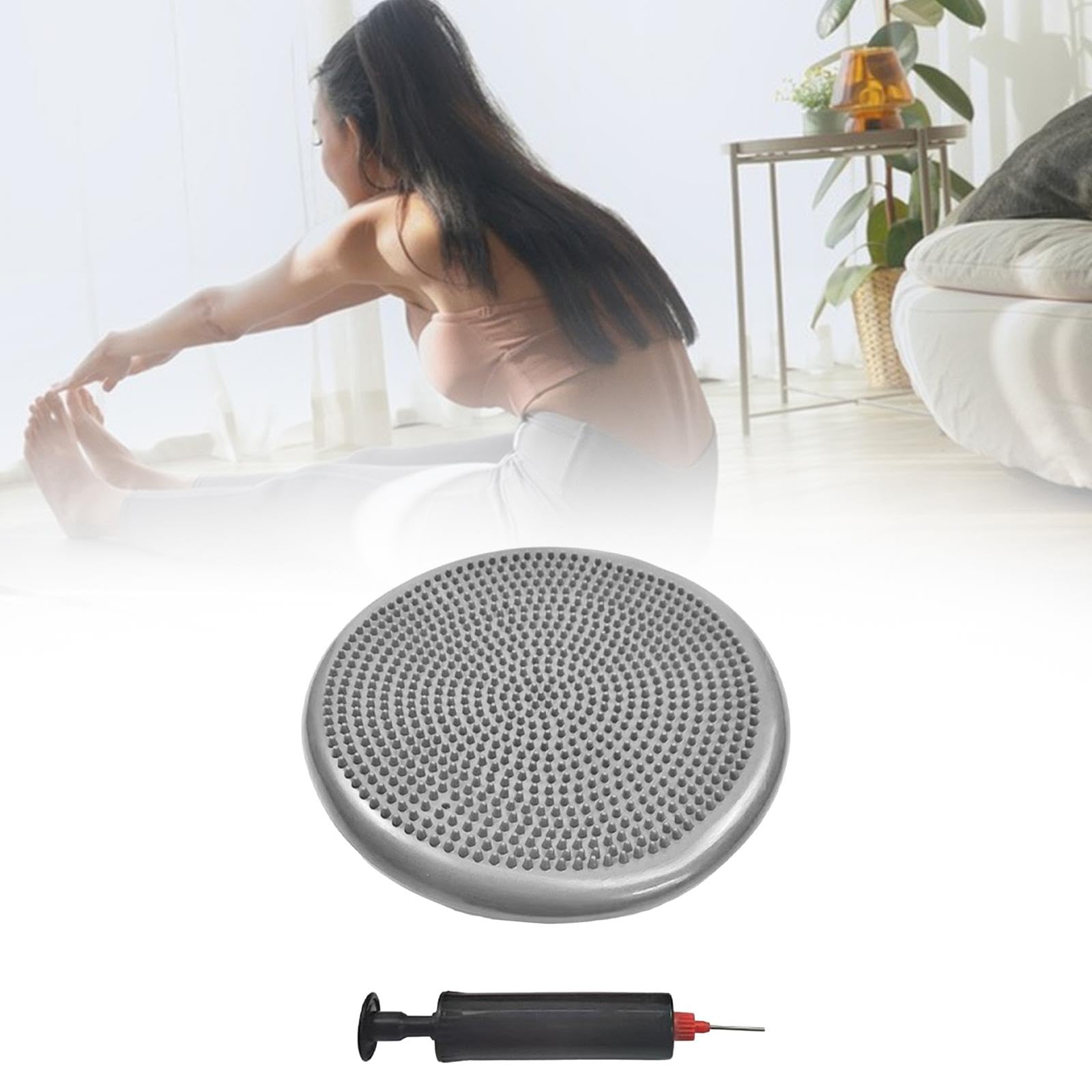 Tapis D'équilibre, Disque D'équilibre Gonflable épais, Coussin Plat pour Hommes, Femmes et Adultes, Fitness, Gris