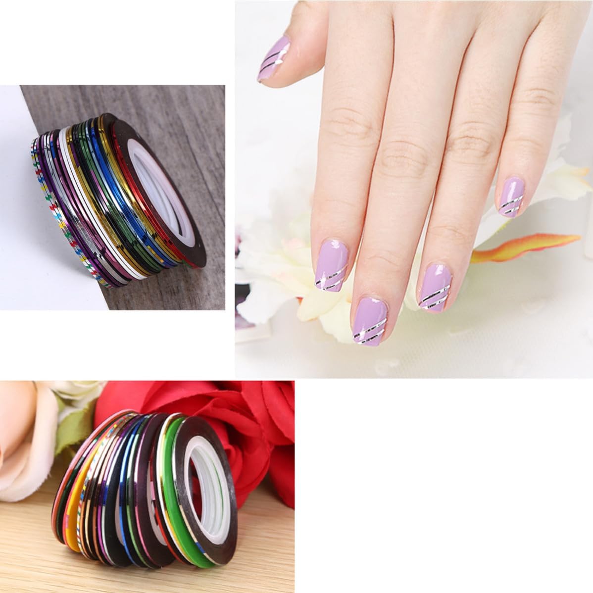 Shining Holographic Nail Striping Tape Rolls for Manicure Pedicure 30 Rolls