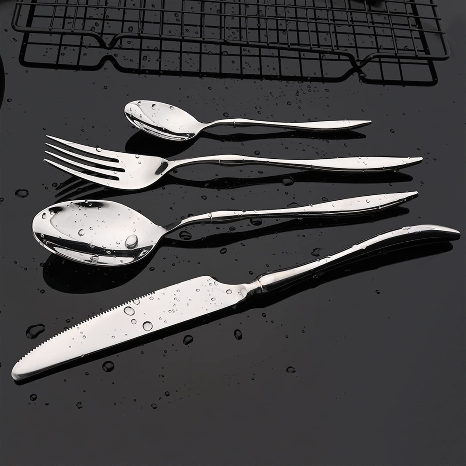 Amazon｜食器セットカトラリーセットミラーシルバーカトラリーセット