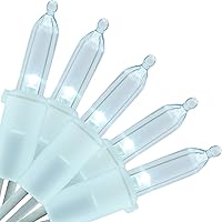 Vista 12 de YULETIME - Luces de Navidad LED de color blanco frío con cable verde, juego de luces de cadena de calidad comercial certificadas por UL de 33 pies