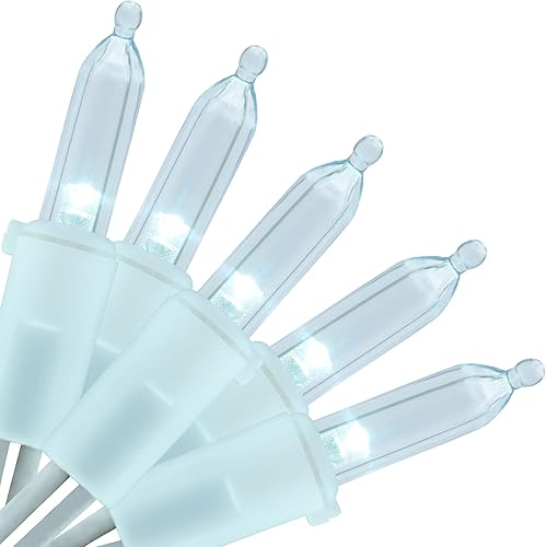 Miniatura 12 de YULETIME - Luces de Navidad LED de color blanco frío con cable verde, juego de luces de cadena de calidad comercial certificadas por UL de 33 pies